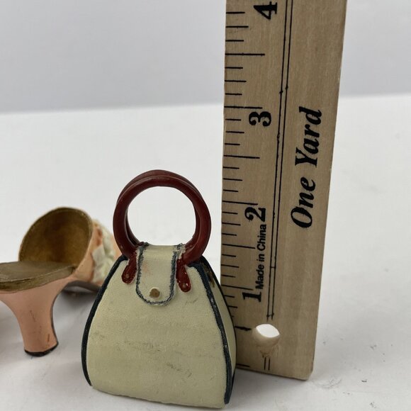 Vintage Miniature Ceramic 3” Shoe And Purse High Heels Floral Lot Of 2 - Picture 10 of 10